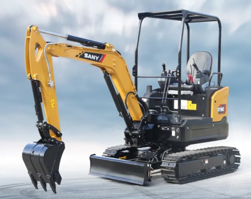 Interprétation complète de la mini-excavatrice Sany SY16C : poids de l'ensemble de l'excavatrice 1910 kg, capacité de godet de 0,04 m3 et puissance de 15,4 kW / 2400 tr / min